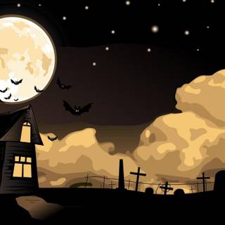 Cartoon night home HD wallpaper