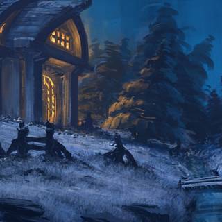 Cartoon night home HD wallpaper