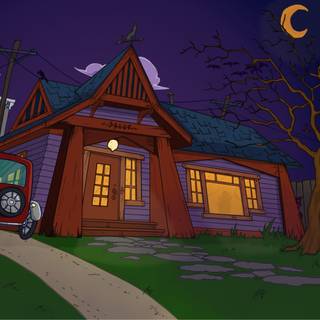 Cartoon night home HD wallpaper