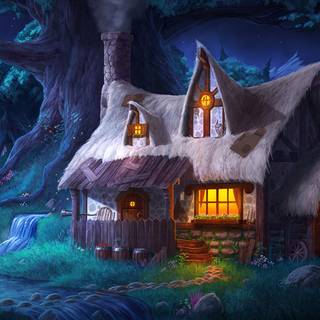 Cartoon night home HD wallpaper