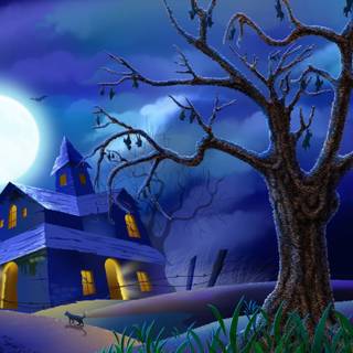 Cartoon night home HD wallpaper