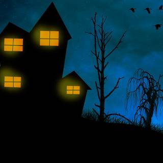 Cartoon night home HD wallpaper