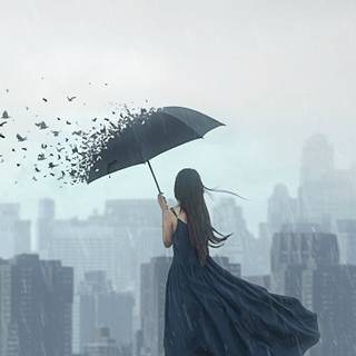 Girl in the rain wallpaper