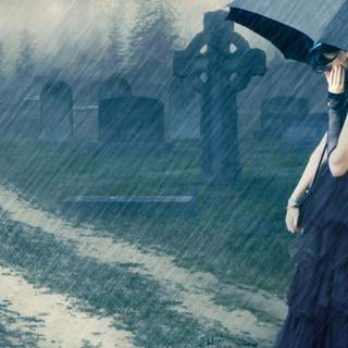 Girl in the rain wallpaper