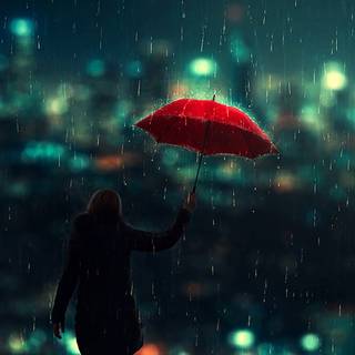 Girl in the rain wallpaper