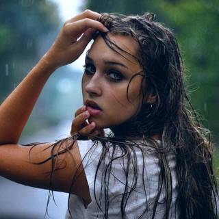 Girl in the rain wallpaper