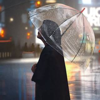 Girl in the rain wallpaper