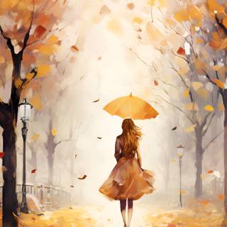 Girl in the rain wallpaper