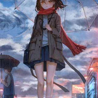 Girl in the rain wallpaper