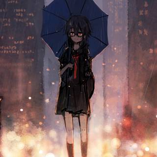 Girl in the rain wallpaper