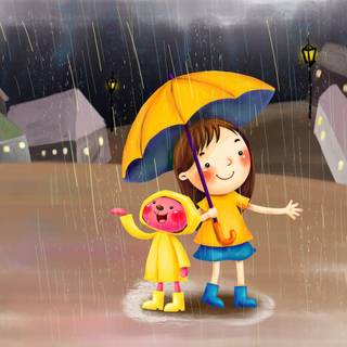 Girl in the rain wallpaper