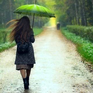 Girl in the rain wallpaper