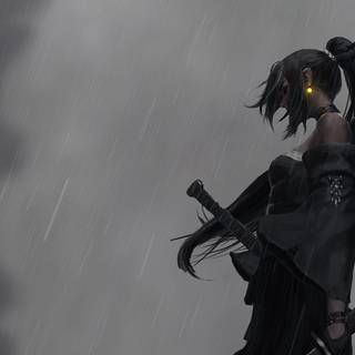 Girl in the rain wallpaper