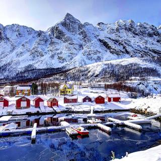 Mountain village winter 4k wallpaper