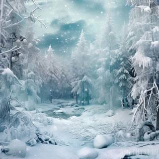 Winter white and blue wallpaper