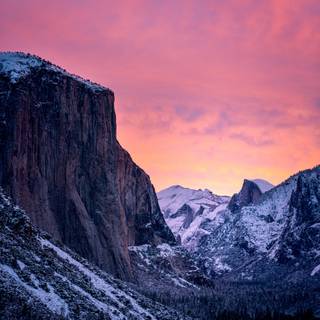 Pink winter sunset wallpaper