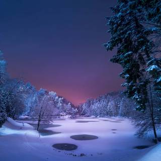 Snowy lake wallpaper