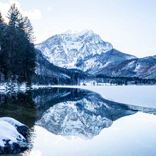 Snowy lake wallpaper