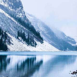 Snowy lake wallpaper