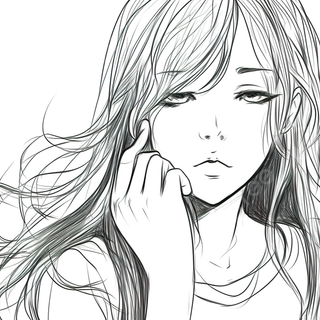 Cute anime girl sketch wallpaper