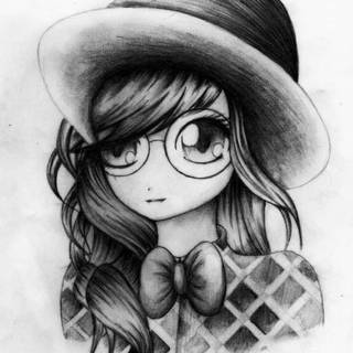 Cute anime girl sketch wallpaper