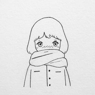 Cute anime girl sketch wallpaper
