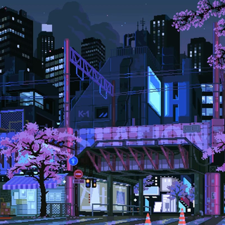 Pixel city aesthetic desktop wallpaper