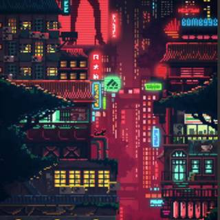 Pixel city phone wallpaper