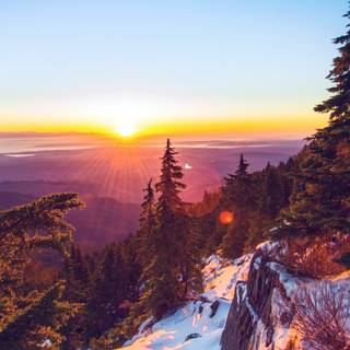 Snow sunset 4k wallpaper