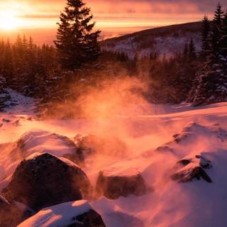 iPhone winter sunset wallpaper