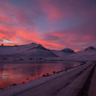 Snow sunset 4k wallpaper