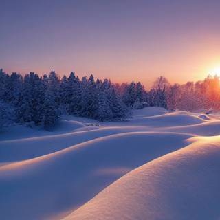 Snow sunset 4k wallpaper