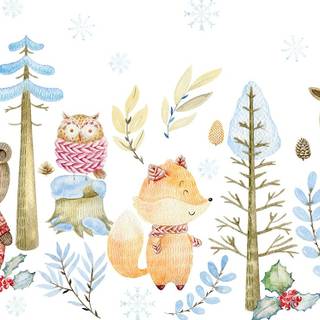 Winter animal cartoon wallpaper