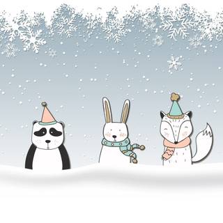 Winter animal cartoon wallpaper