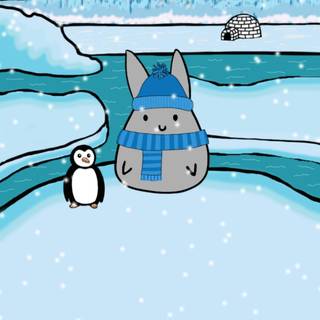 Winter animal cartoon wallpaper