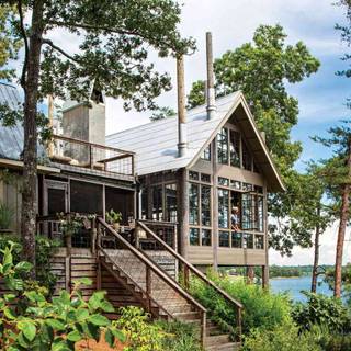 Cozy lake house wallpaper