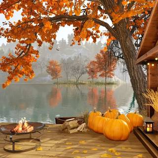 Cozy lake house wallpaper