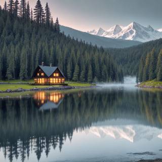 Cozy lake house wallpaper