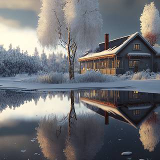 Cozy lake house wallpaper