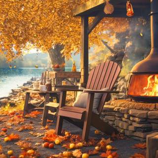 Cozy lake house wallpaper