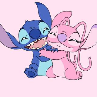 Stitch and Angel hugging wallpaper