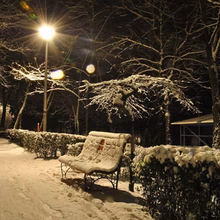 Winter path lights wallpaper