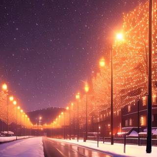 Winter path lights wallpaper
