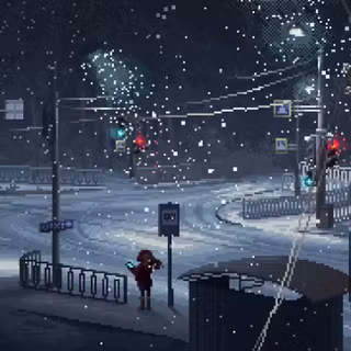 Winter city anime phone wallpaper