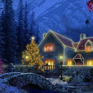 Christmas cottages wallpaper