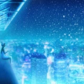 Anime winter cityscape wallpaper