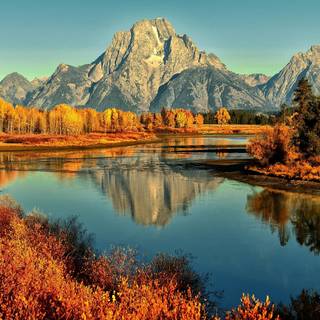 Autumn lake landscape wallpaper