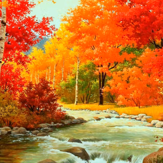 Autumn river landscape wallpaper