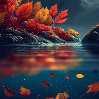 Autumn lake landscape wallpaper