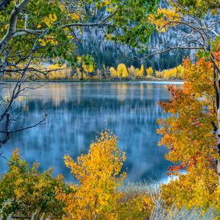 Autumn lake landscape wallpaper